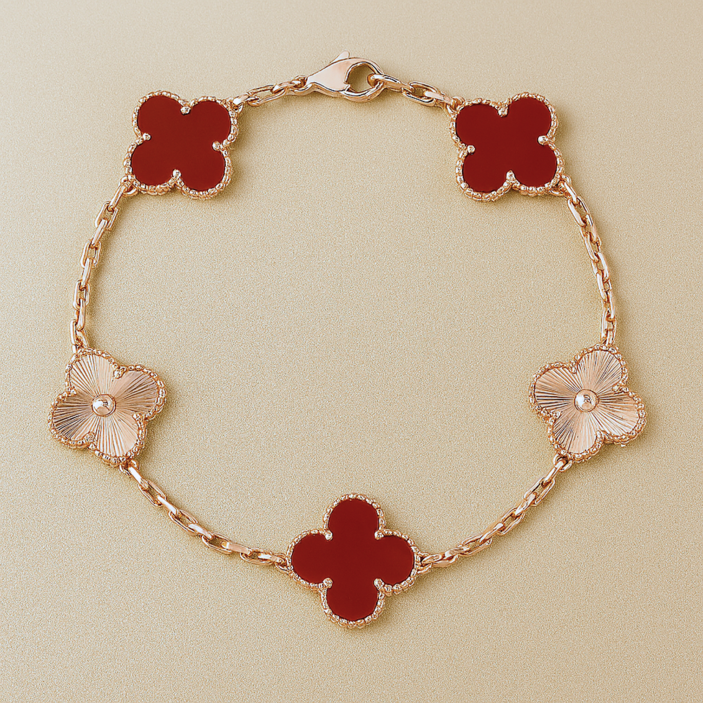 CLOVER - Rose Crystal Red Bracelet