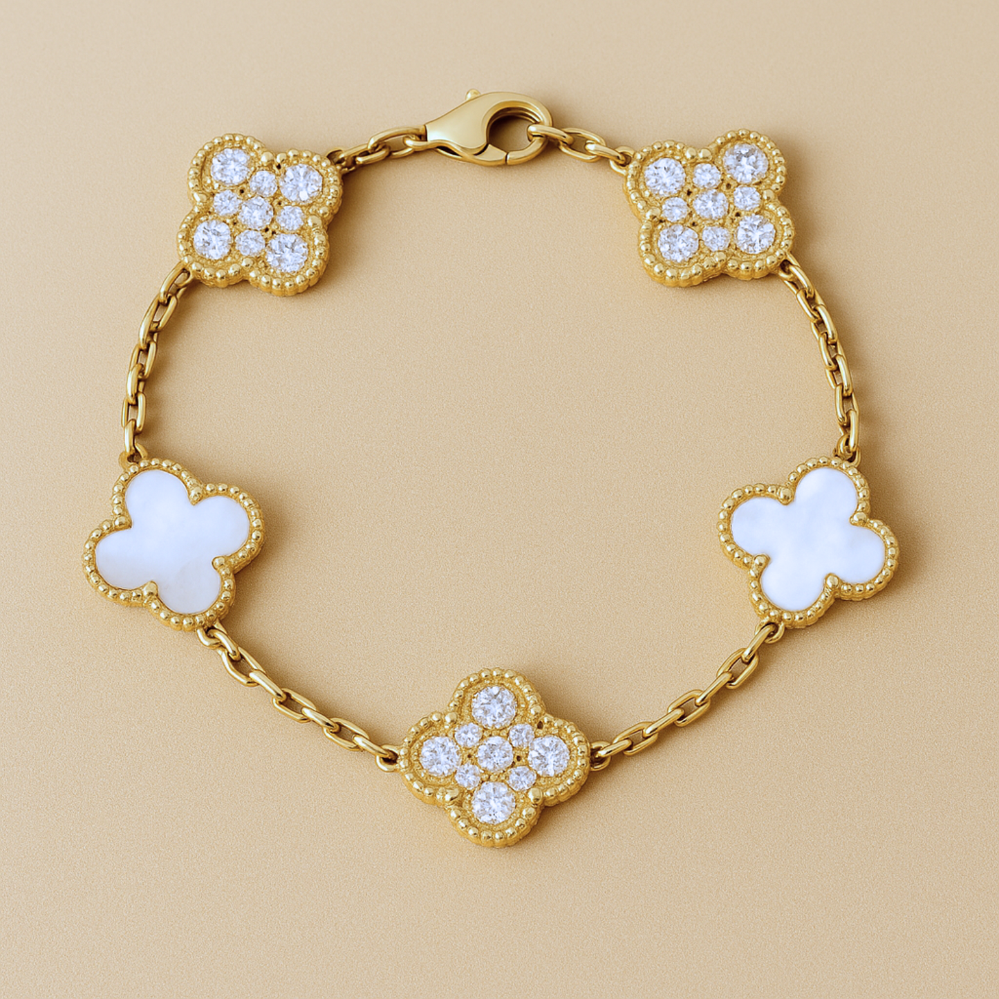 CLOVER - White Gold Zircon Bracelet