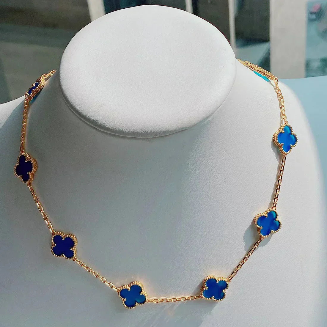 CLOVER - 10 Motive Blue Necklace