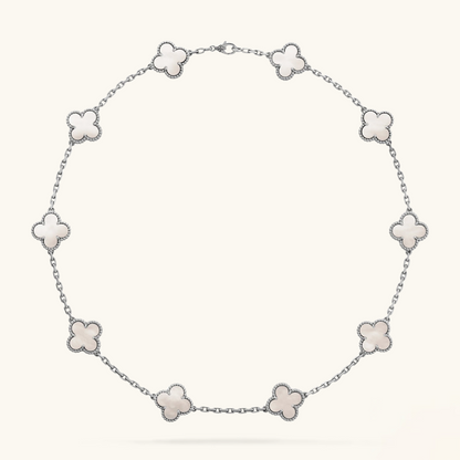 CLOVER - 10 Motive Silver Necklace