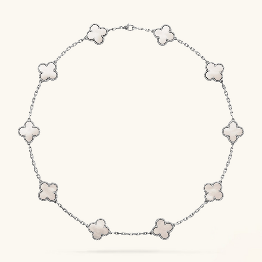 CLOVER - 10 Motive Silver Necklace