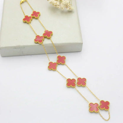 CLOVER - 10 Motive Red Necklace