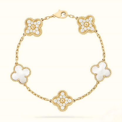 CLOVER - White Gold Zircon Bracelet