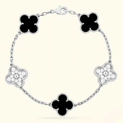 CLOVER - Black Silver Zircon Bracelet