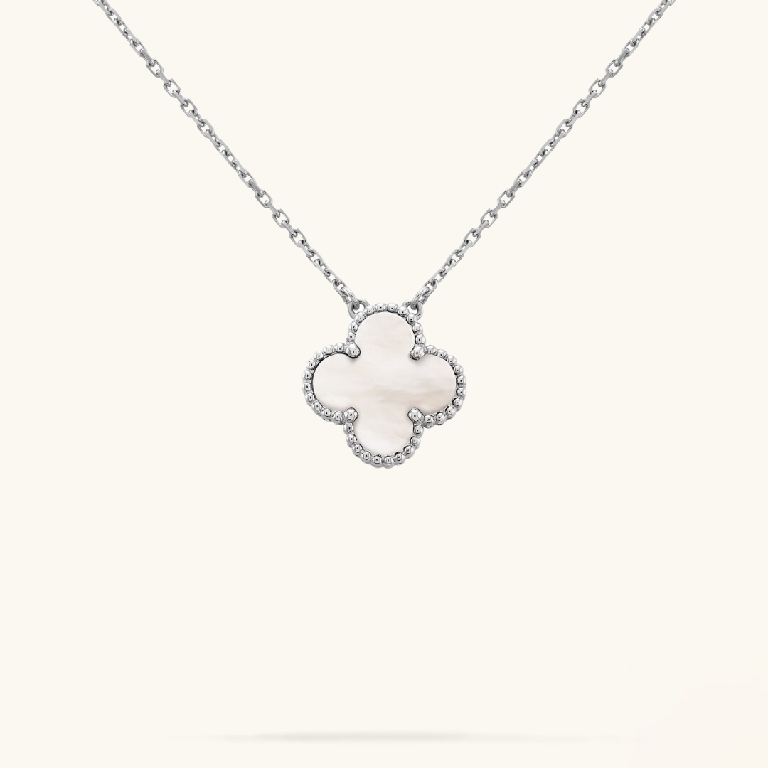 CLOVER - White/Silver Necklace